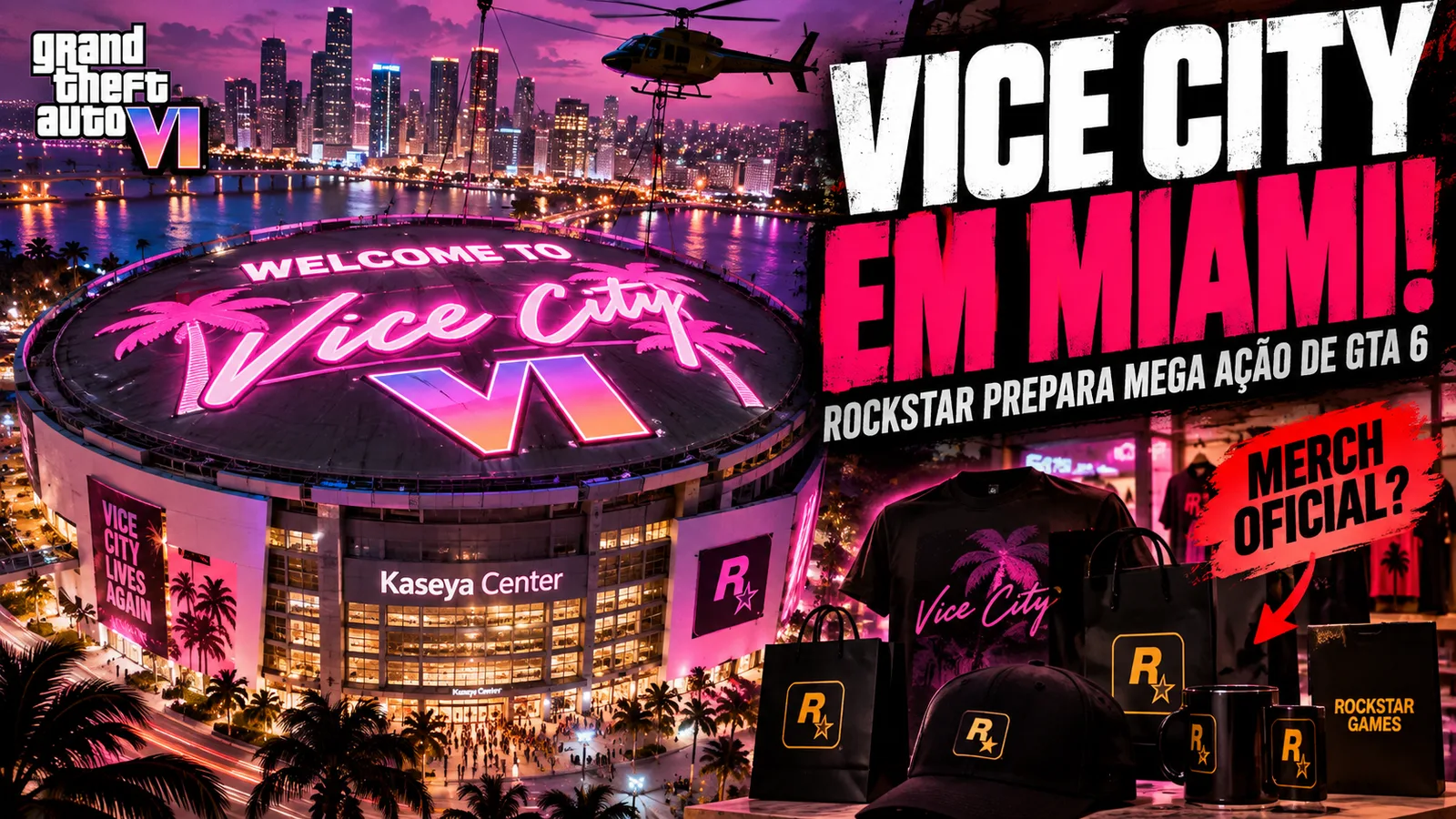 GTA 6 prepara megainstalação “Welcome to Vice City” em Miami e documentos indicam venda de produtos oficiais da Rockstar