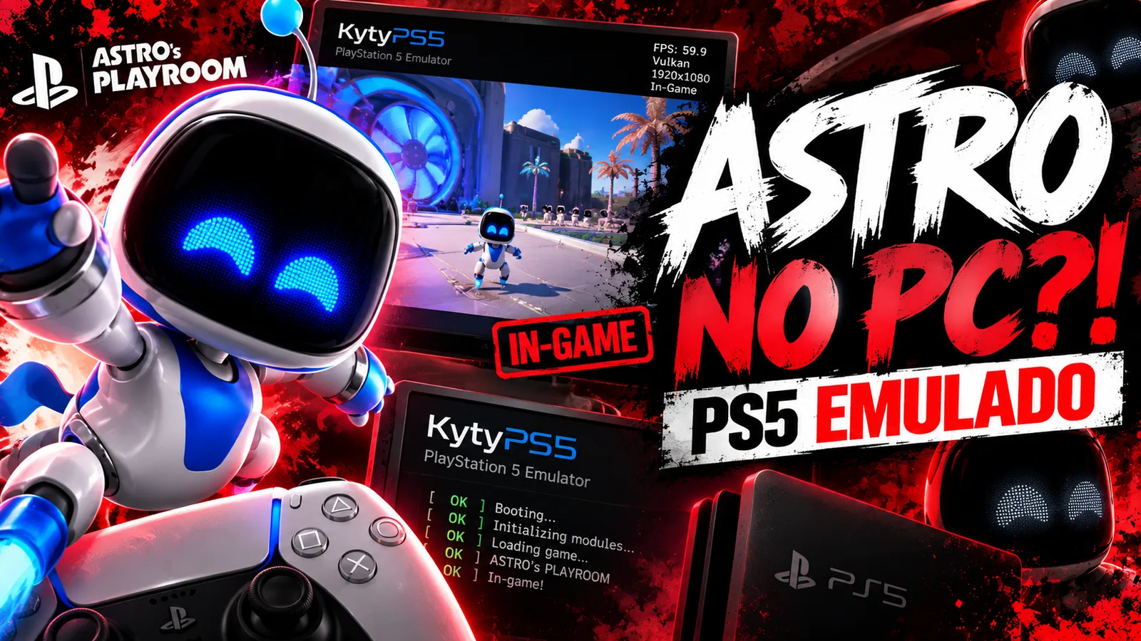 Astro’s Playroom já aparece rodando no KytyPS5 e mostra avanço rápido da emulação de PlayStation 5