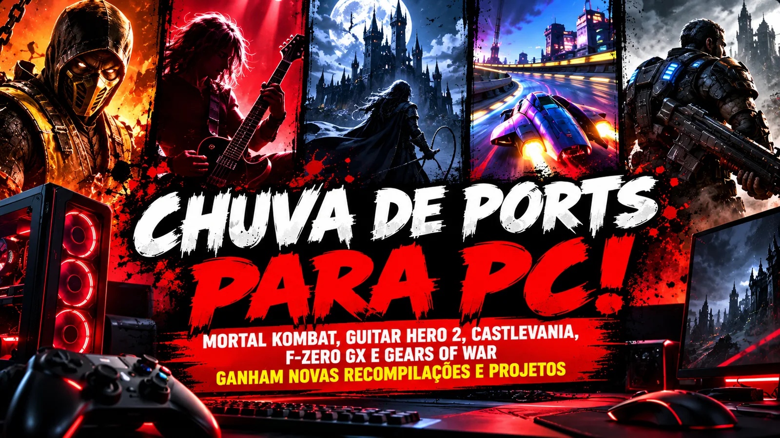 Chuva de ports para PC continua! Mortal Kombat, Guitar Hero 2, Castlevania e F-Zero ganham novidades