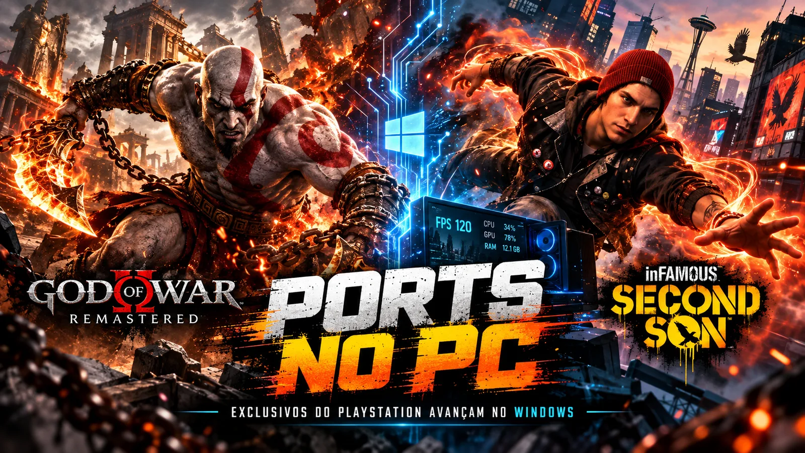 God of War III Remastered e inFAMOUS Second Son avançam no PC com ports não oficiais impressionantes