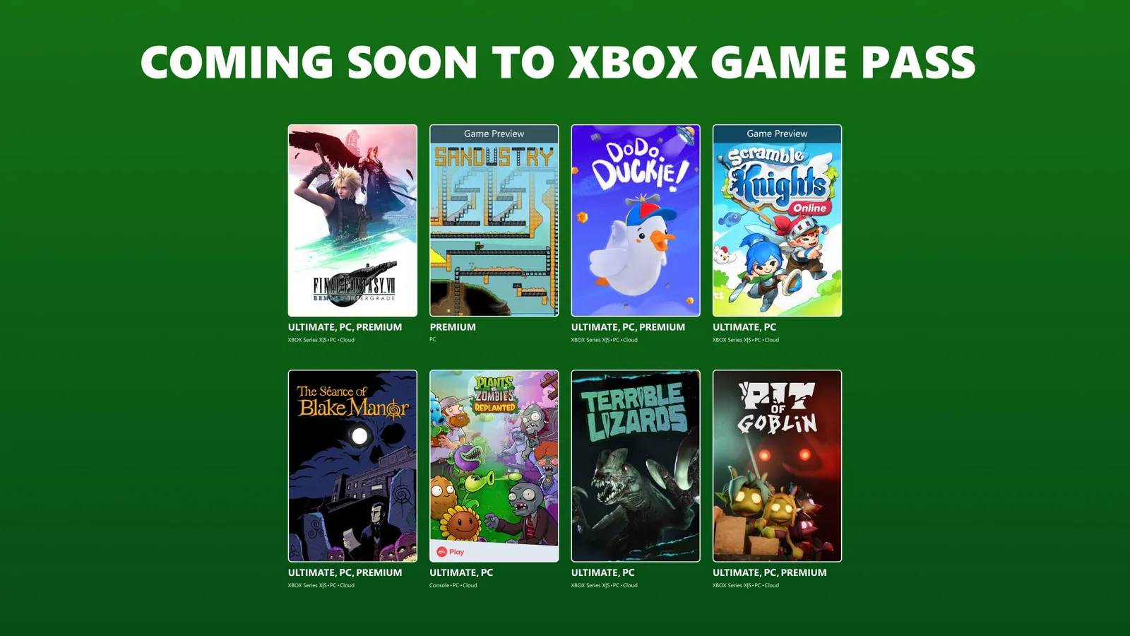 Xbox Game Pass anuncia 8 novos jogos com Final Fantasy VII Remake, Plants vs. Zombies e mais