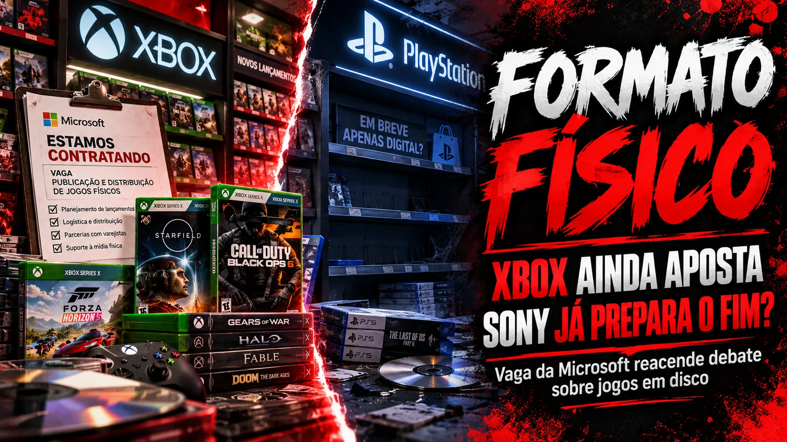Enquanto Sony anuncia fim das mídias físicas, Xbox abre vaga para planejar novos jogos em disco