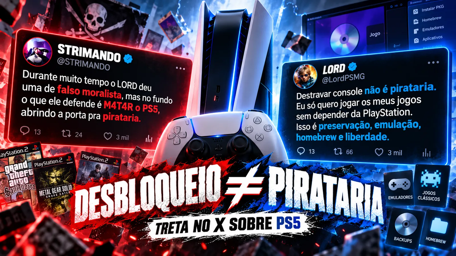 Strimando tenta chamar desbloqueio de PS5 de pirataria e acaba misturando conceitos