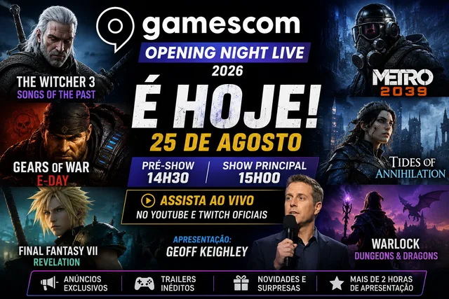 Gamescom Opening Night Live 2026 acontece hoje; veja horário, onde assistir e jogos confirmados