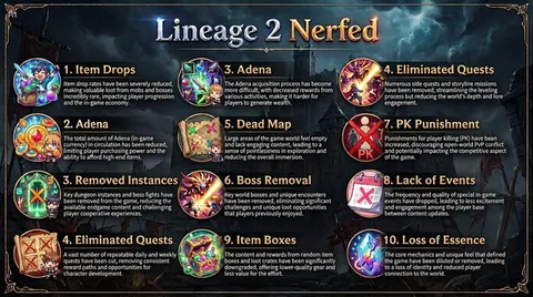 Lineage II foi realmente “nerfado”? Imagem lista 10 cortes no MMO, mas mistura fatos, mudanças antigas e críticas da comunidade