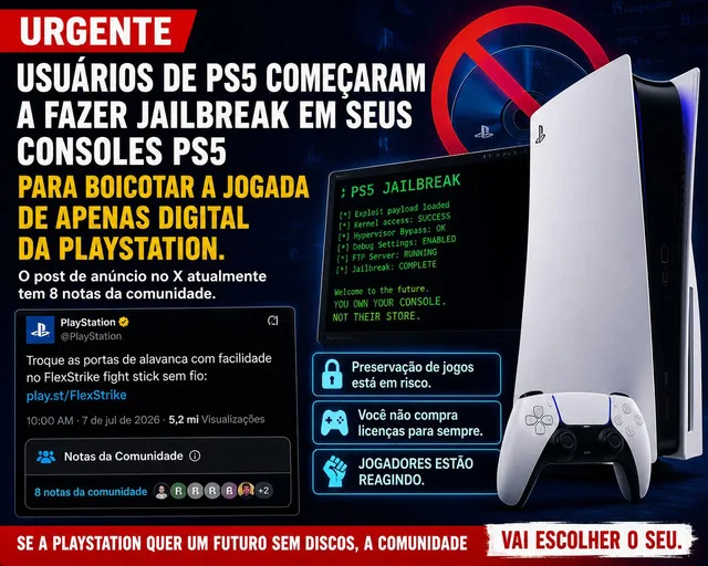 PS5 começa a receber onda de jailbreaks após anúncio do fim das mídias físicas
