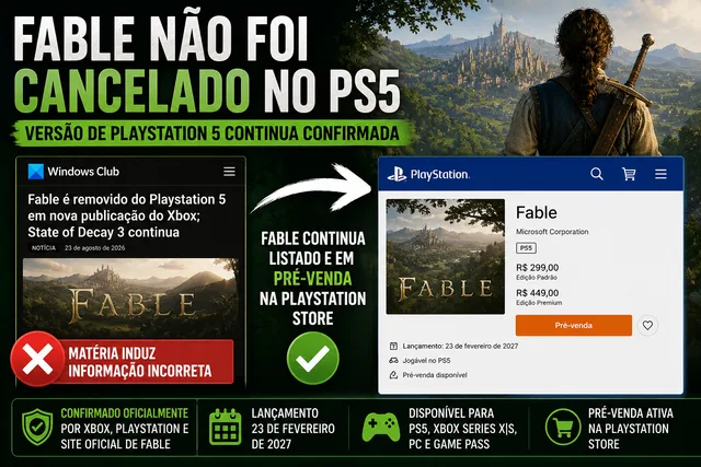 Fable não foi cancelado no PS5: página oficial da PlayStation continua com pré-venda ativa