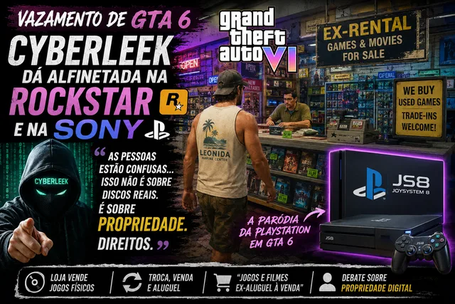 Cyberleek provoca Rockstar e Sony em novo vazamento de GTA 6 e diz que discussão é sobre “propriedade”
