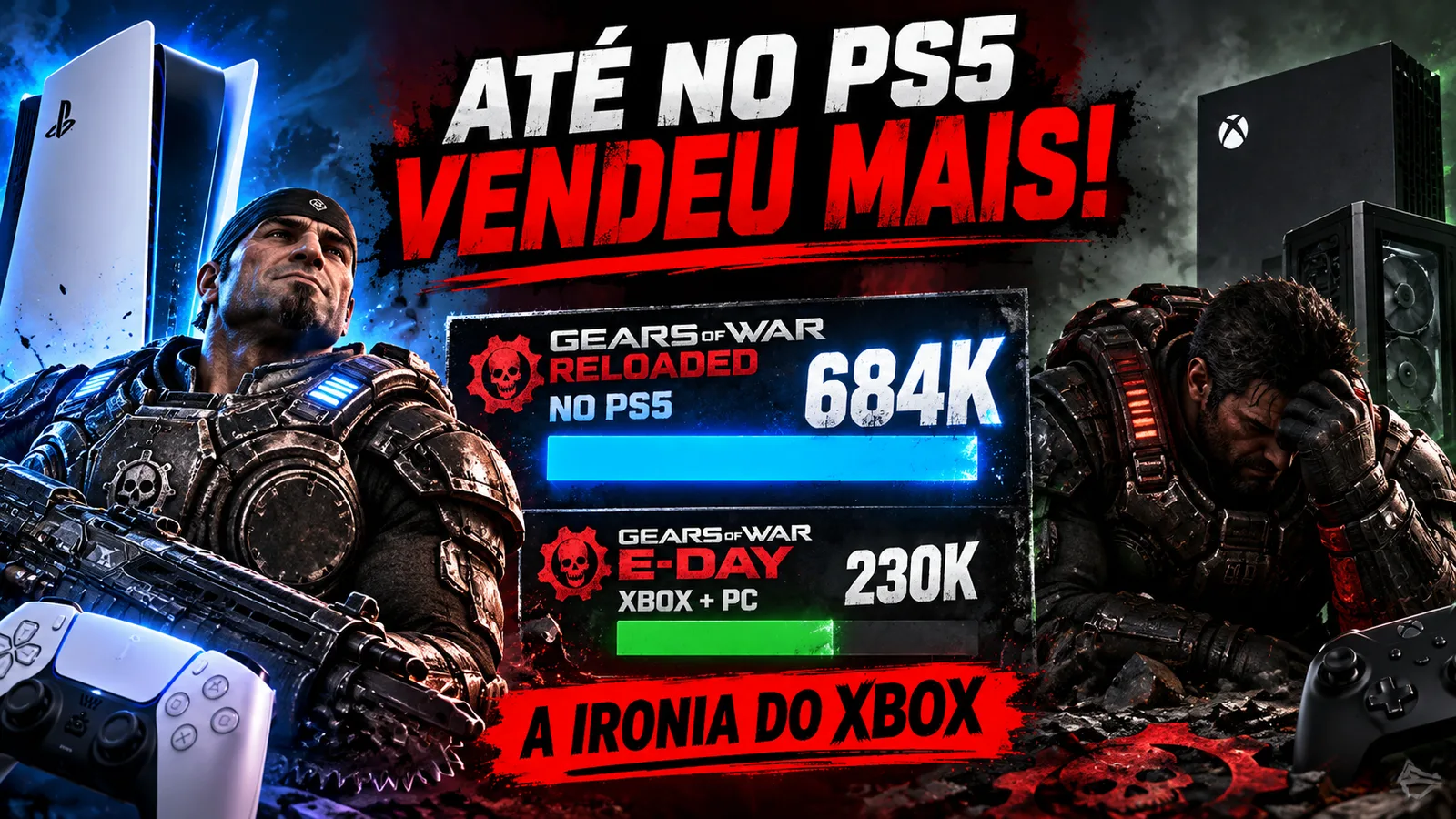 Gears of War vende mais no PS5 do que o novo E-Day no Xbox e PC! A ironia é brutal!