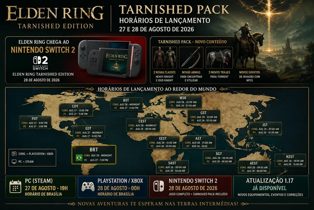 Elden Ring Tarnished Edition ganha horários de lançamento; no Brasil, conteúdo chega hoje no PC