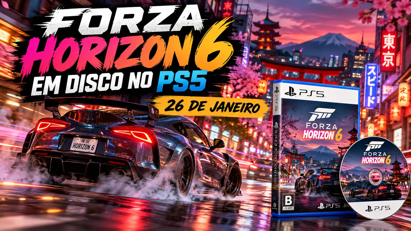 Forza Horizon 6 terá mídia física no PS5 em 2027; Microsoft confirma lançamento em disco
