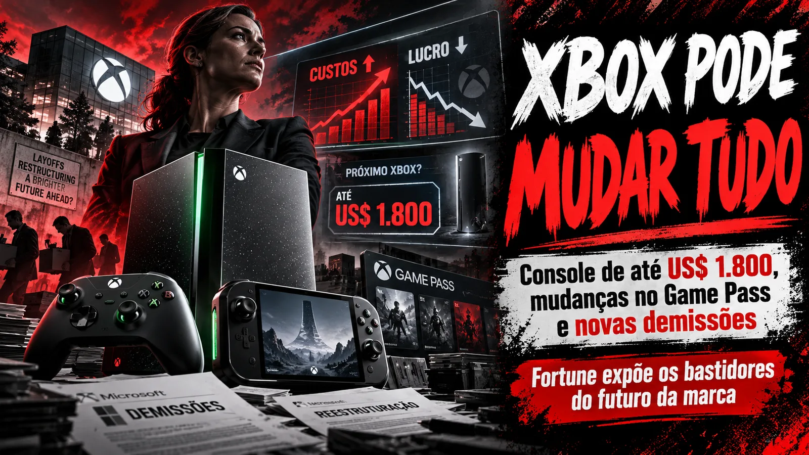 Xbox pode lançar console de até US$ 1.800 em 2028 enquanto prepara mais demissões, revela Fortune