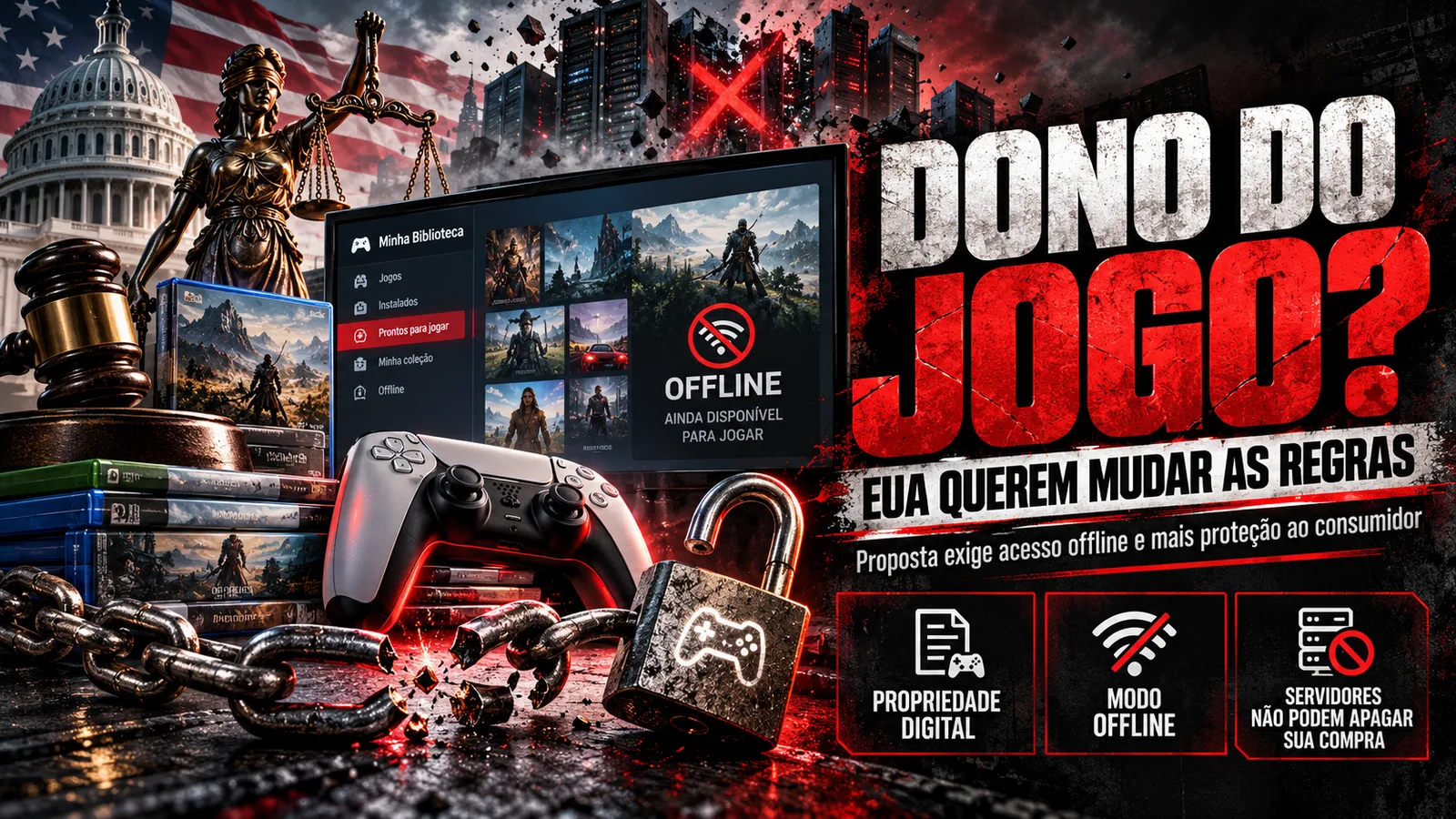 Fim dos jogos descartáveis? EUA preparam lei para garantir que games comprados continuem funcionando