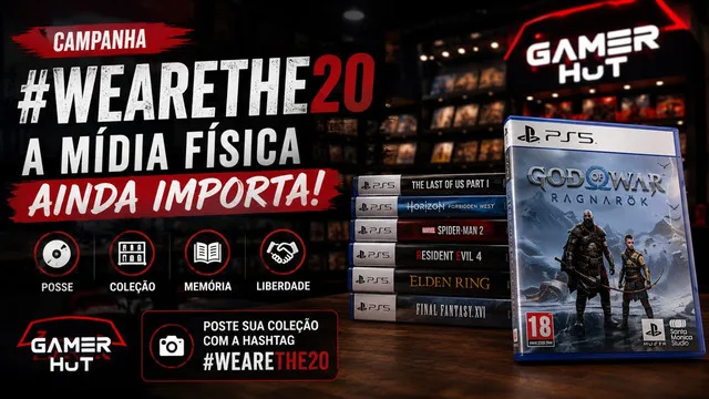 Loja brasileira Gamer Hut lança campanha #WeAreThe20 em defesa da mídia física após decisão da Sony