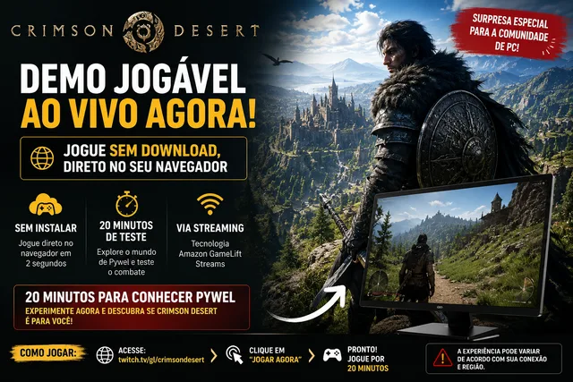 Crimson Desert ganha demo gratuita no navegador e pode ser jogado por 20 minutos sem instalar nada