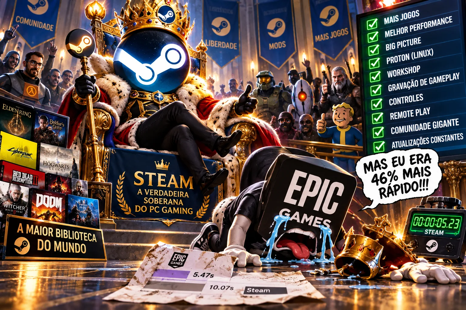 Epic Games tenta humilhar a Steam por velocidade e acaba virando piada após atualização da Valve