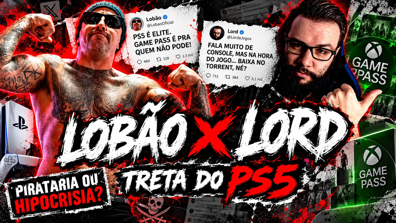 Lobão tenta acusar Lord de hipocrisia por desbloqueio do PS5 e treta acaba desenterrando polêmica sobre pirataria e Game Pass
